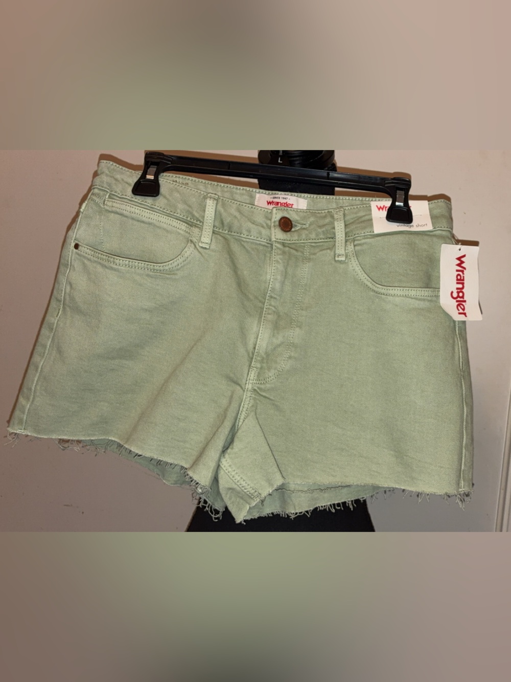 Wrangler Women's Light Sage Green Denim Cutoff Shorts